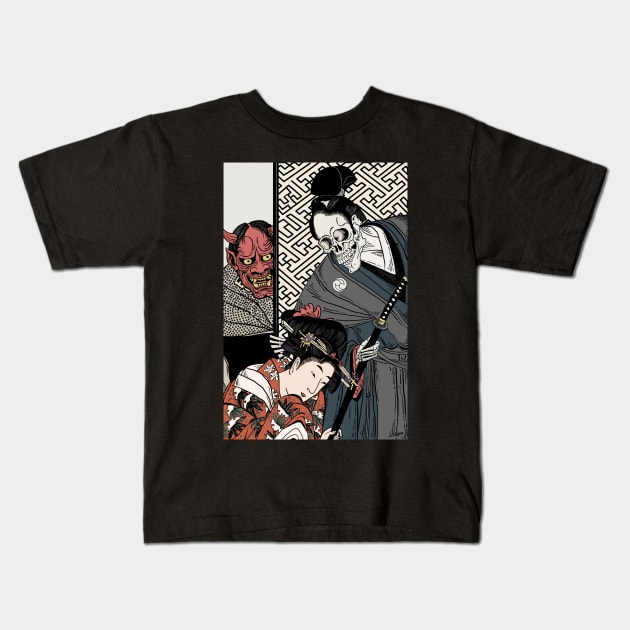 Samurai Death and the Maiden Kids T-Shirt by ZugArt01